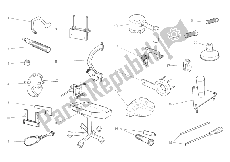 Todas las partes para Herramientas De Servicio De Taller, Motor I de Ducati Diavel Carbon USA 1200 2012